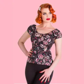 Hell Bunny Dia De Los Muertos Candy Sugar Skull Love Top
