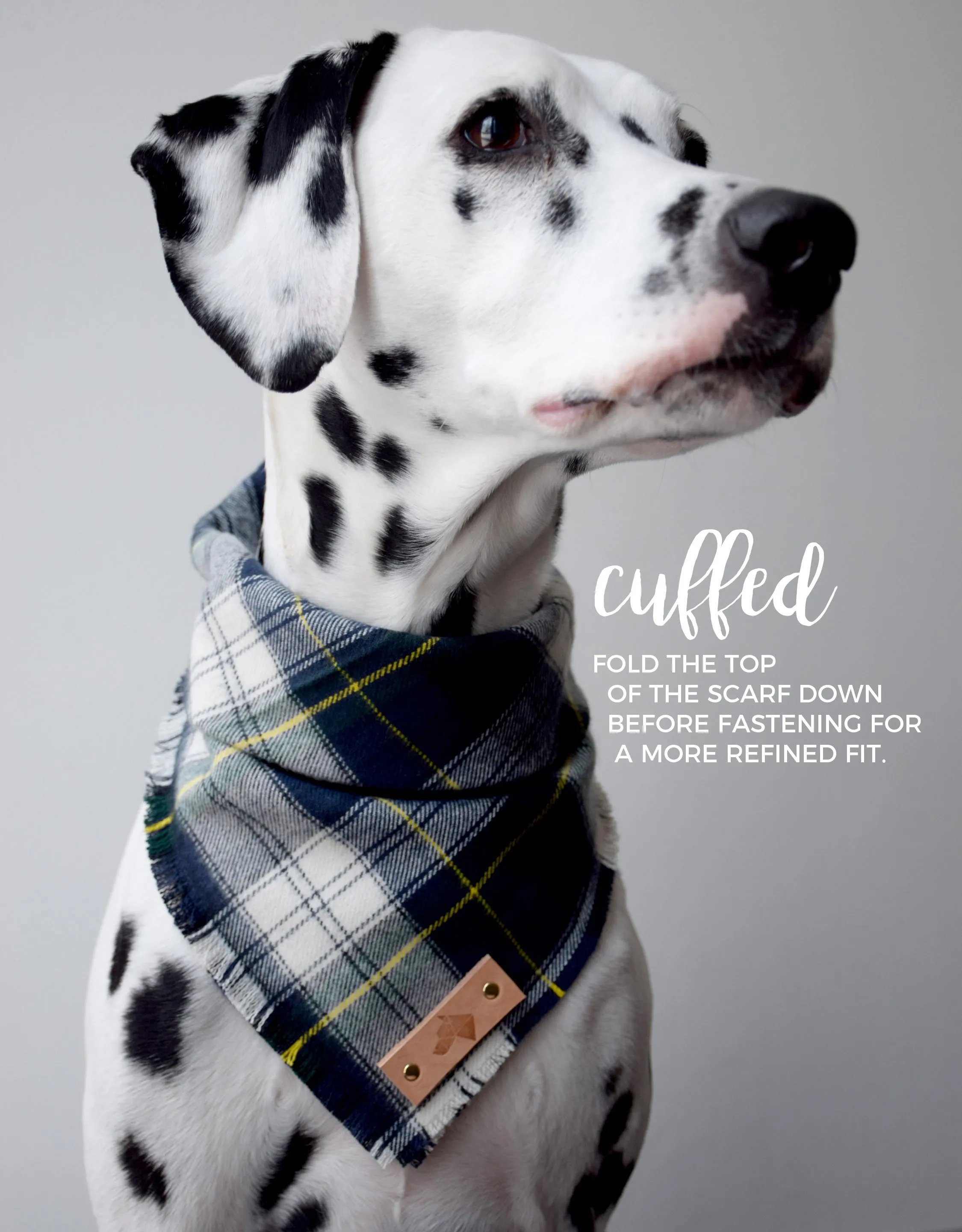 HOLLY Fringed Flannel Dog Bandana - Snap/Tie On Cotton Scarf