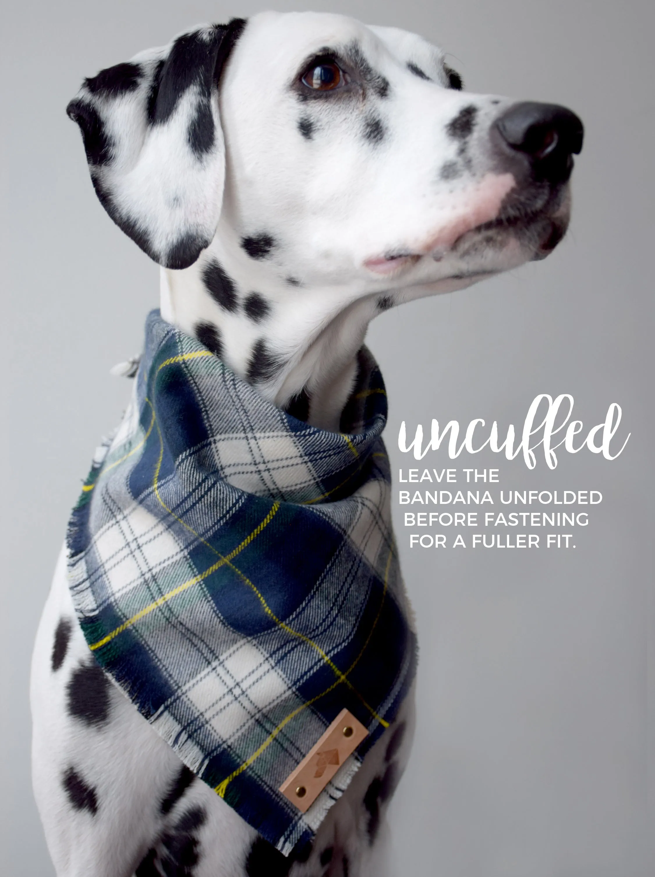 HOLLY Fringed Flannel Dog Bandana - Snap/Tie On Cotton Scarf
