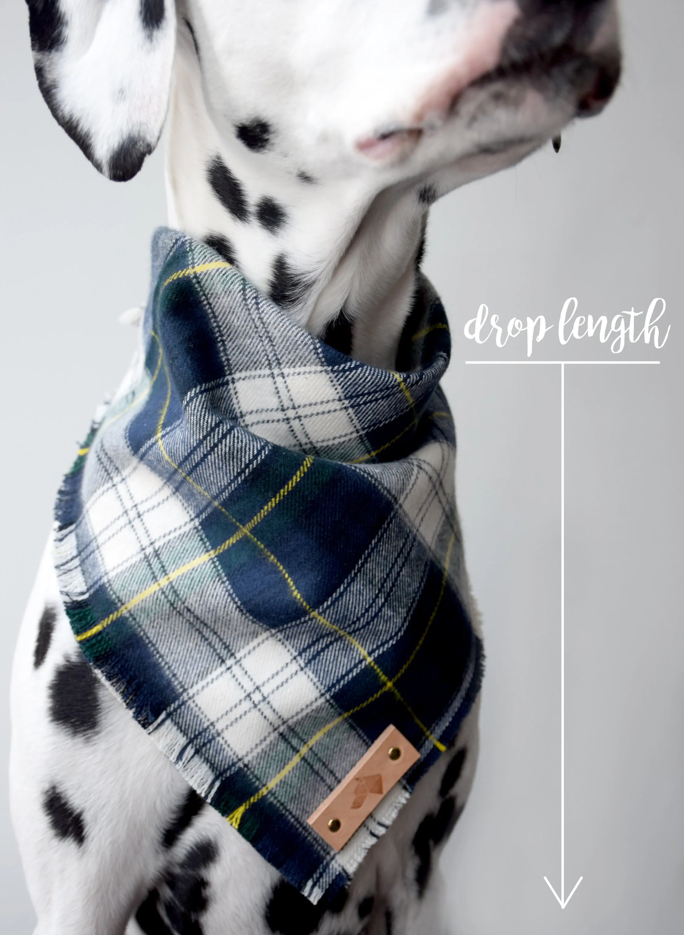 HOLLY Fringed Flannel Dog Bandana - Snap/Tie On Cotton Scarf