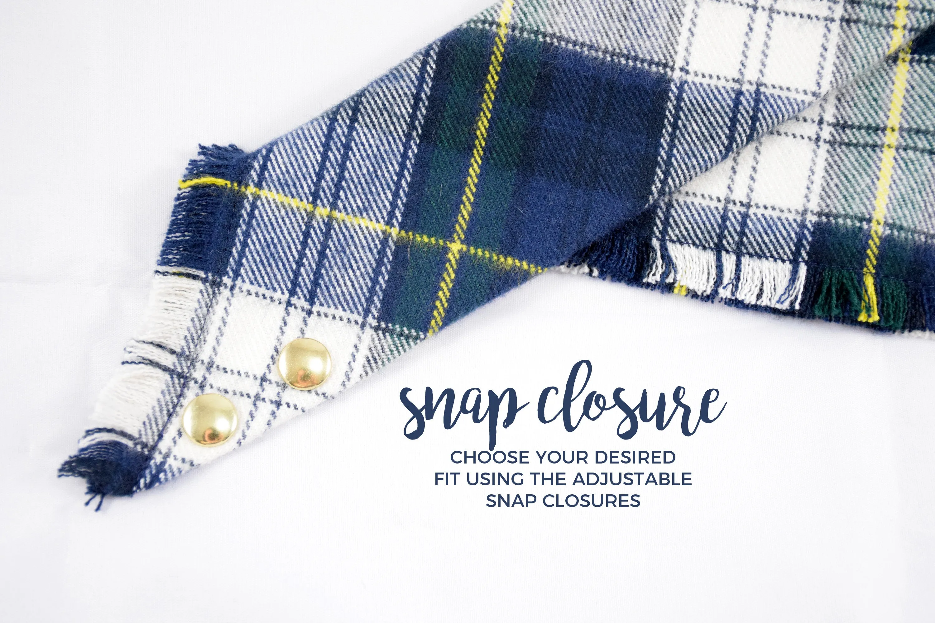 HOLLY Fringed Flannel Dog Bandana - Snap/Tie On Cotton Scarf