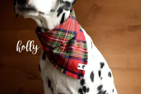 HOLLY Fringed Flannel Dog Bandana - Snap/Tie On Cotton Scarf