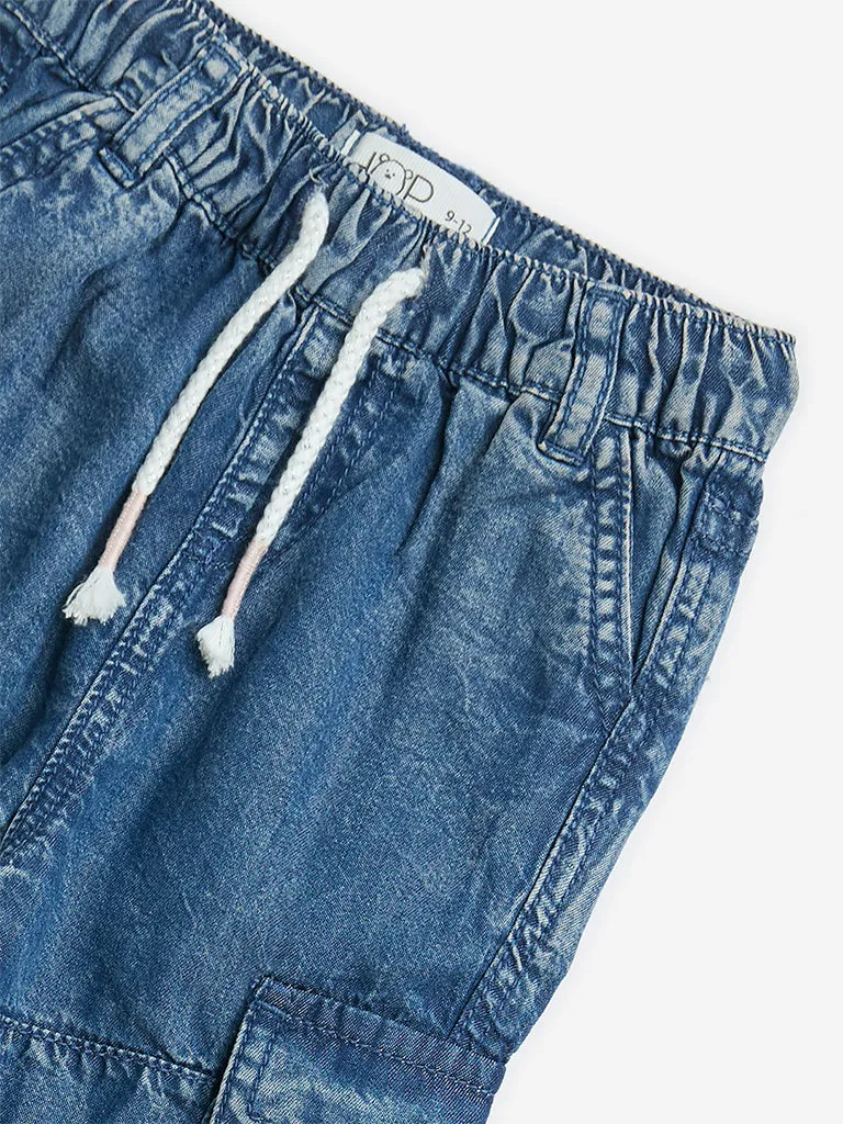 HOP Baby Blue High-Rise Denim Joggers