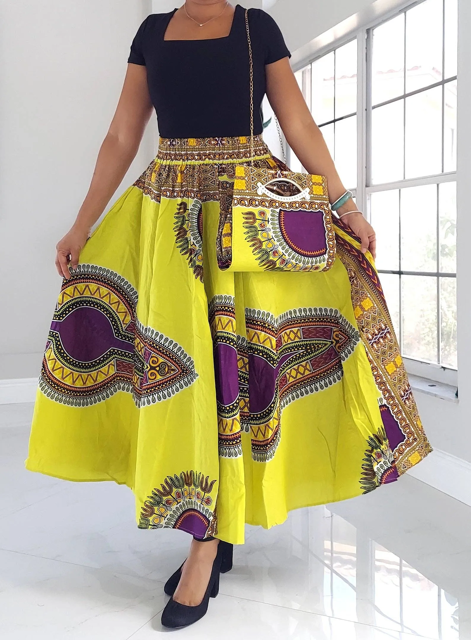 India Batik - 1003 Combo Long Skirt & Pocketbook Set
