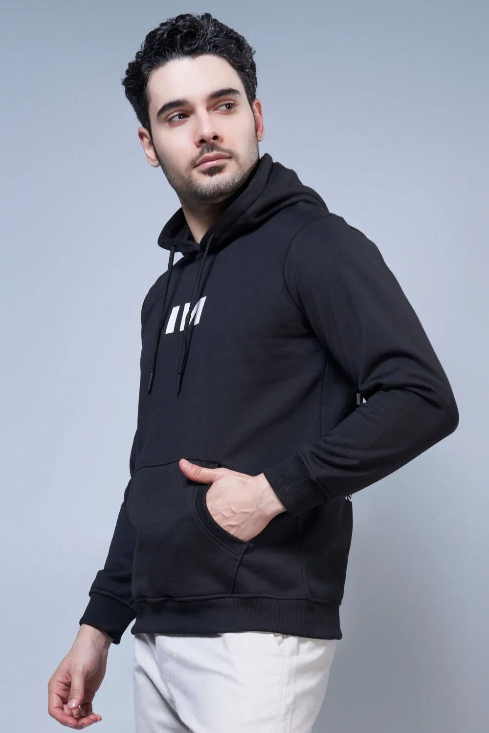 Instinct Printed Black Hoodie
