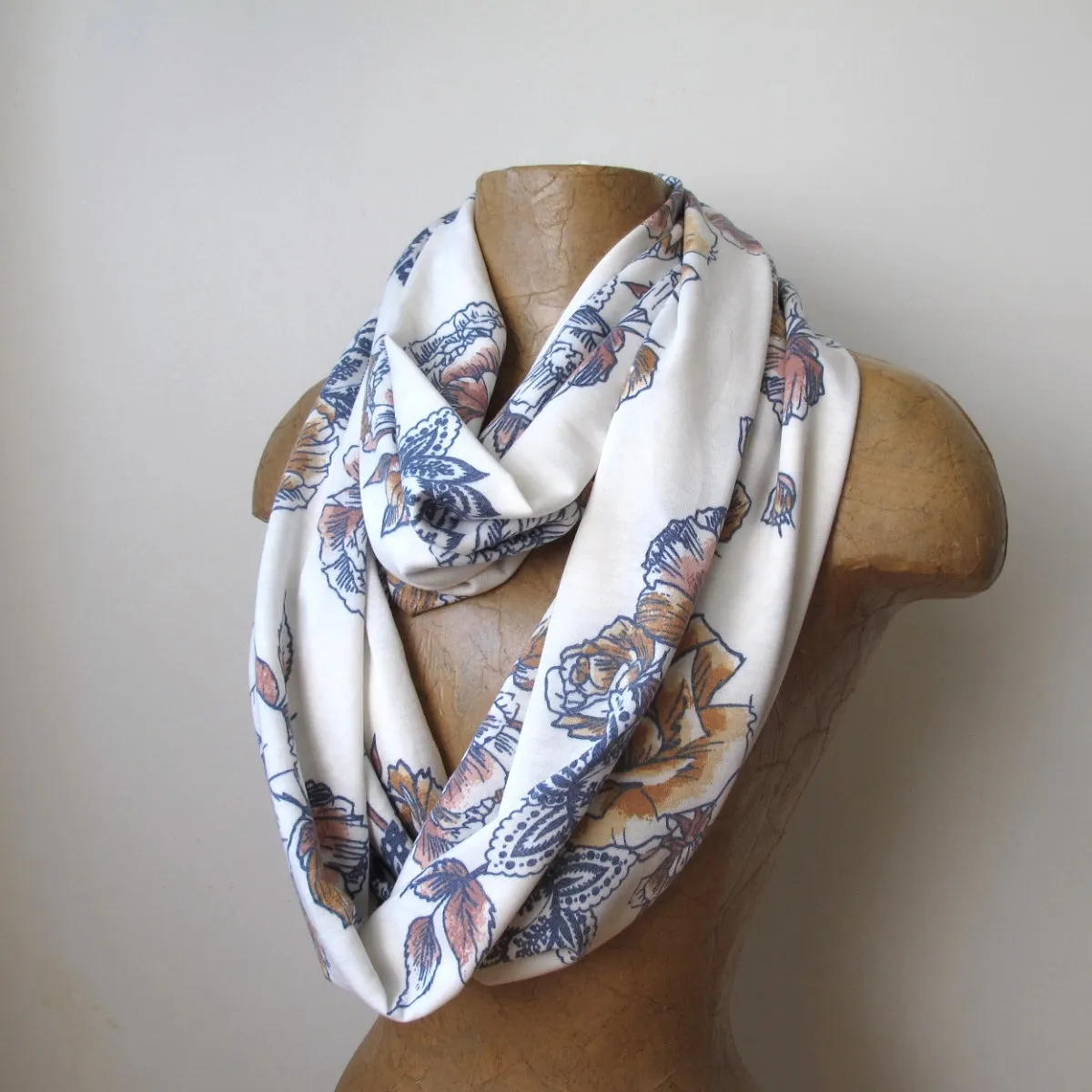 IVORY FLORAL Infinity Scarf