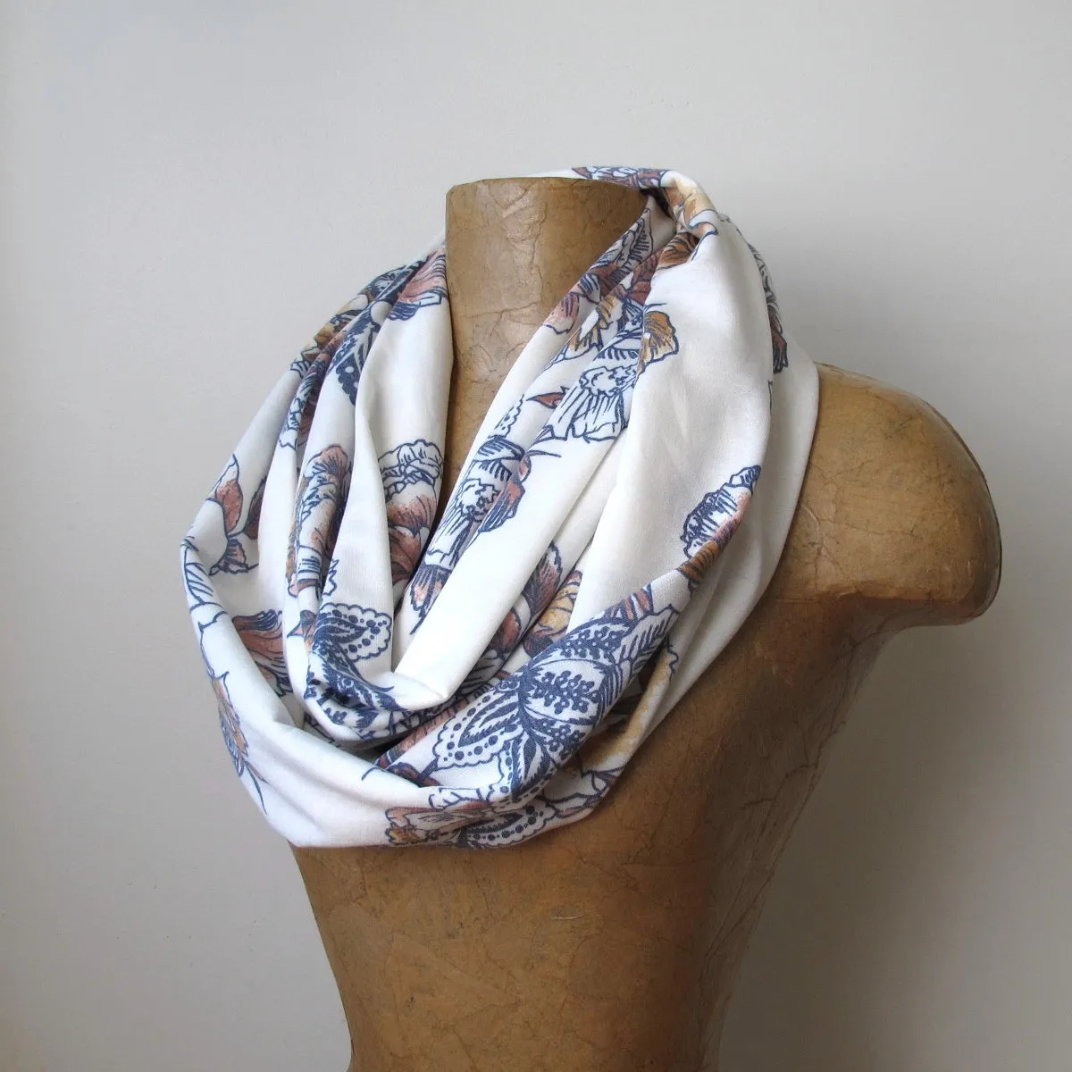 IVORY FLORAL Infinity Scarf