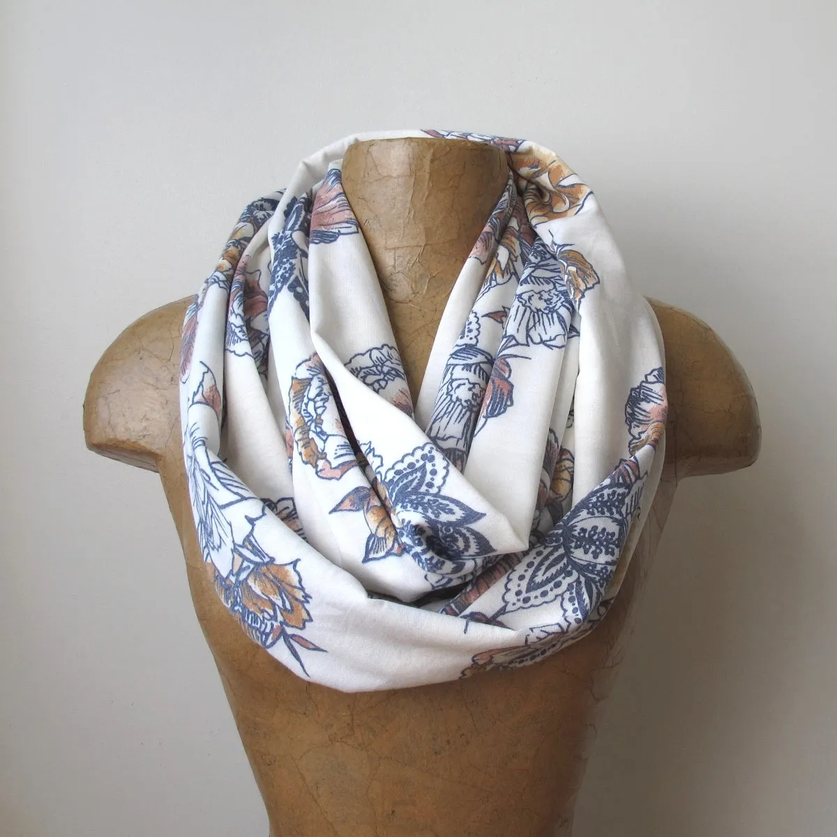 IVORY FLORAL Infinity Scarf