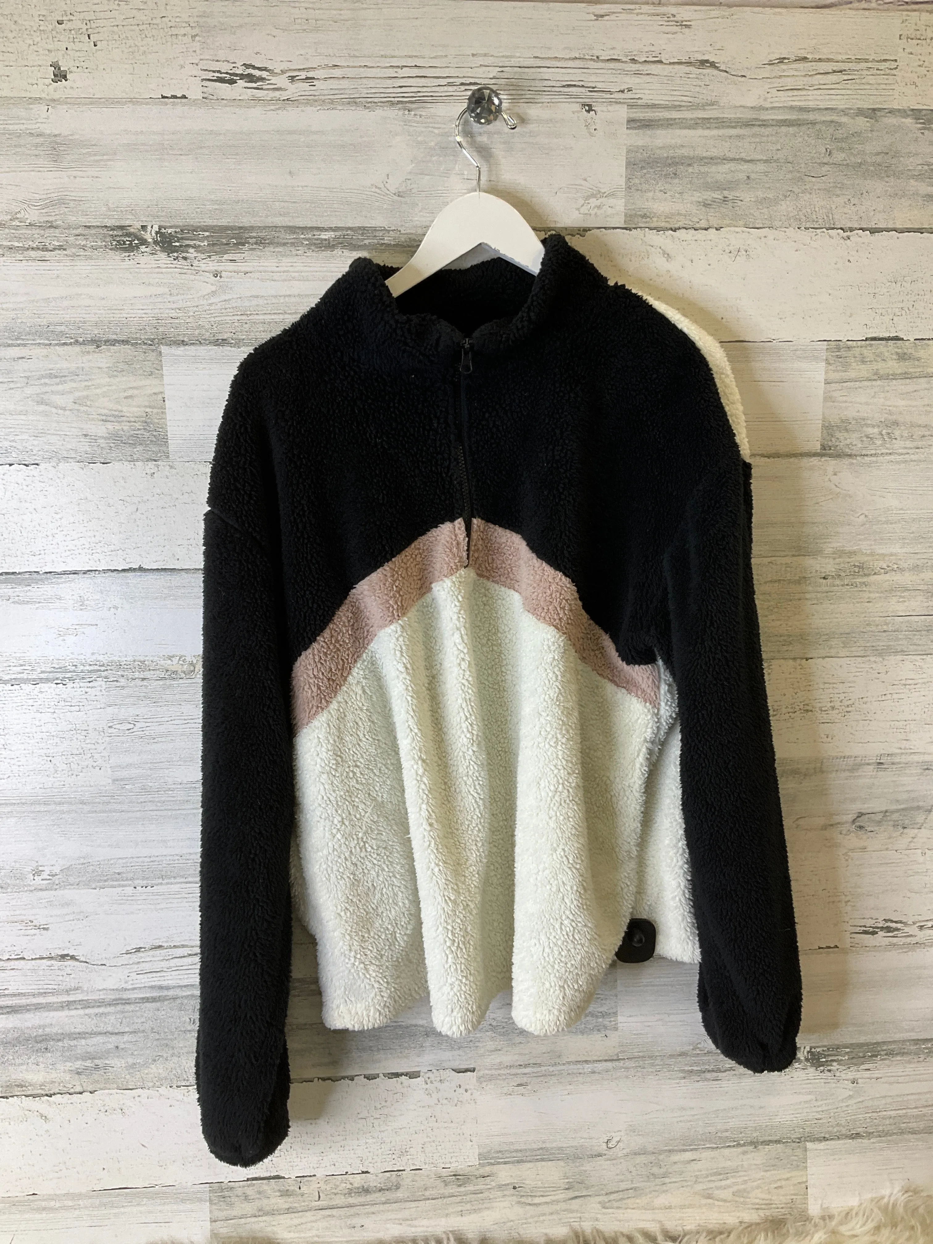 Jacket Faux Fur & Sherpa By Colsie In Black & White, Size: L