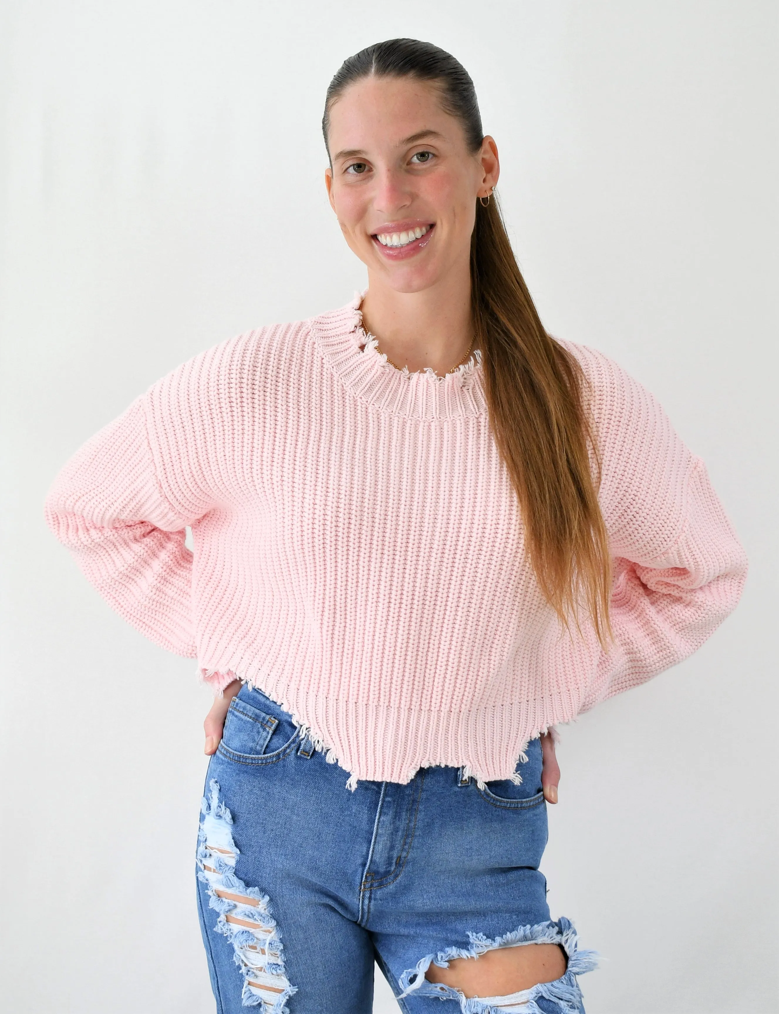 Jagged Edge Crop Sweater