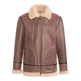 KENNY Men Classic Sheepskin B-3 Bomber Jacket