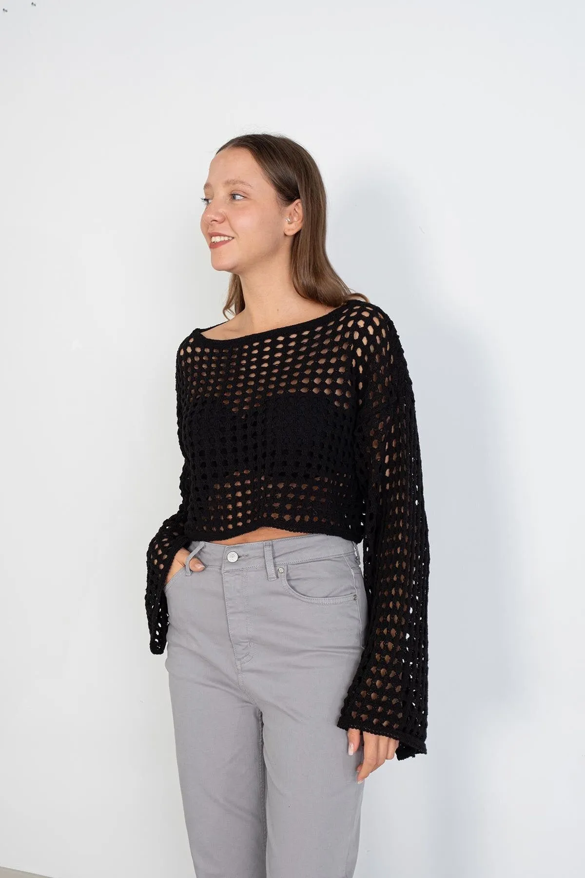 Knit Crop With Openwork