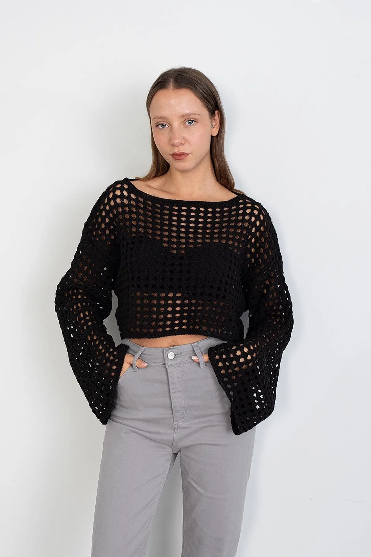 Knit Crop With Openwork