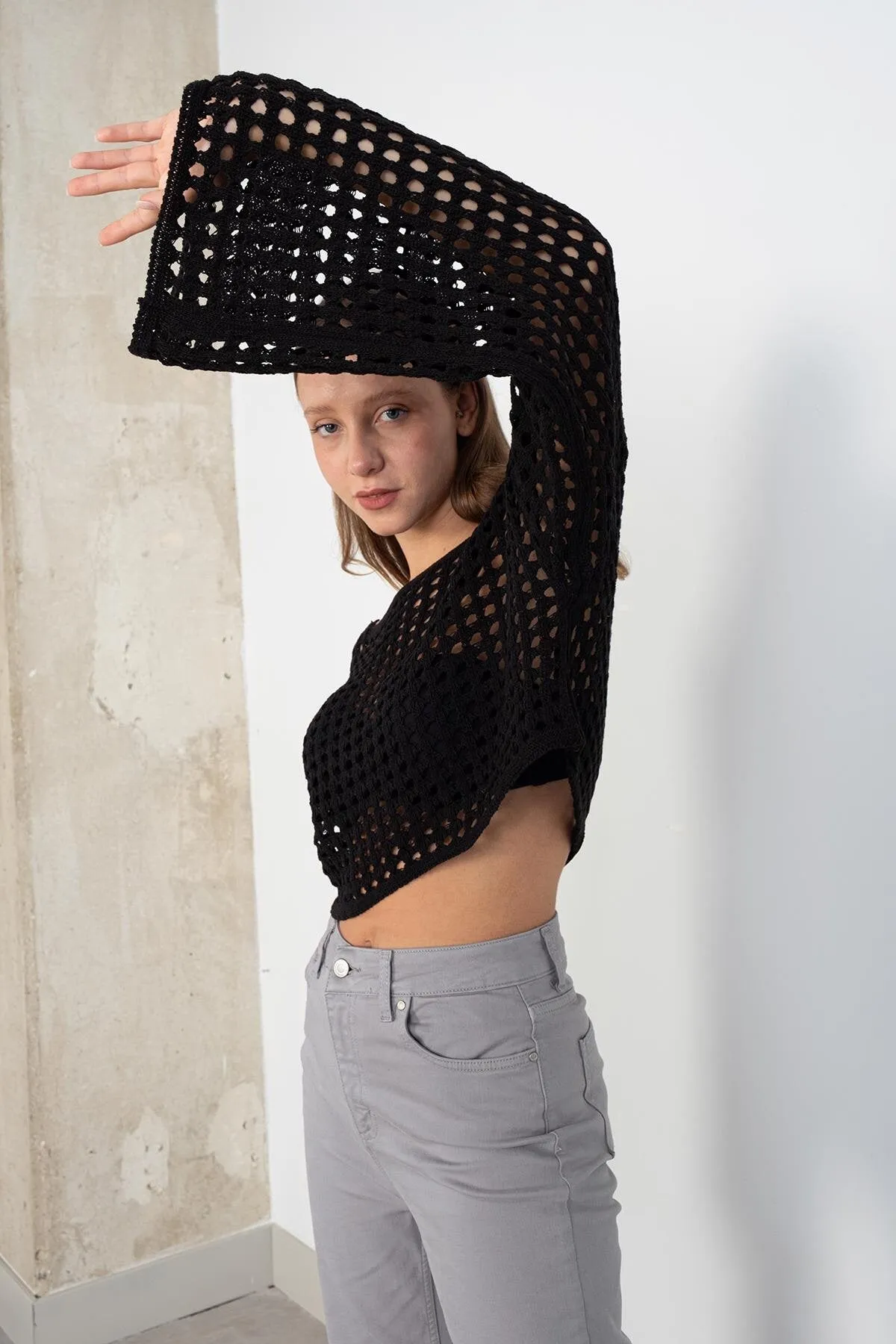Knit Crop With Openwork