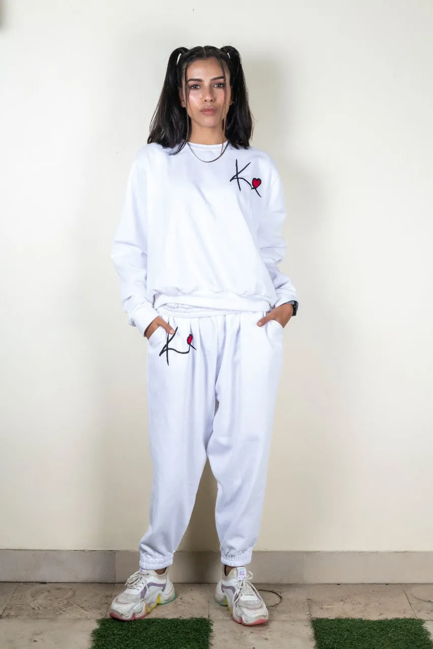 KNN Calcutta Unsex White Joggers