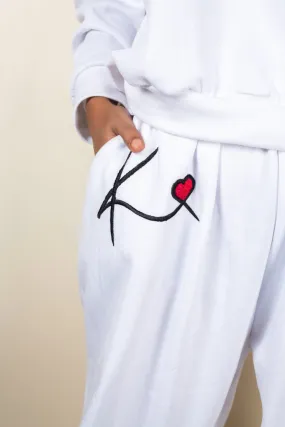 KNN Calcutta Unsex White Joggers
