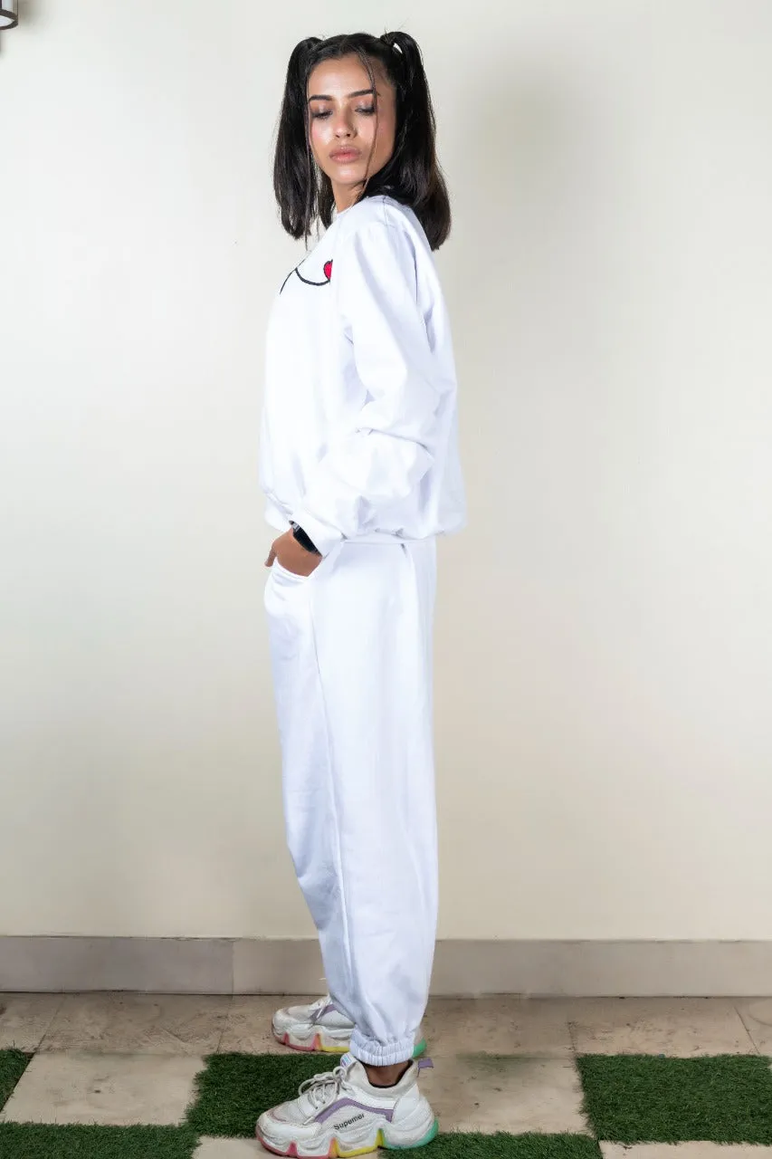 KNN Calcutta Unsex White Joggers
