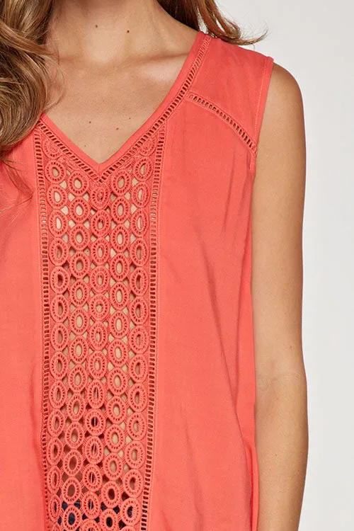 Lace Insert Sleeveless Top