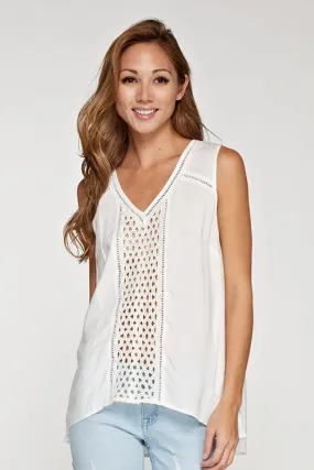 Lace Insert Sleeveless Top