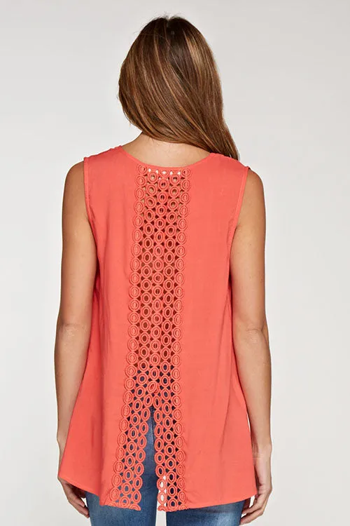 Lace Insert Sleeveless Top