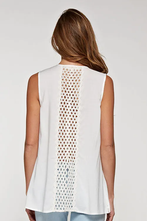 Lace Insert Sleeveless Top