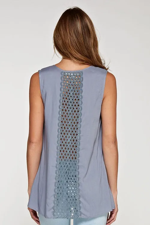 Lace Insert Sleeveless Top