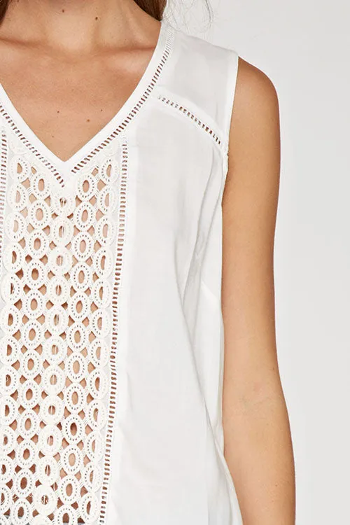Lace Insert Sleeveless Top