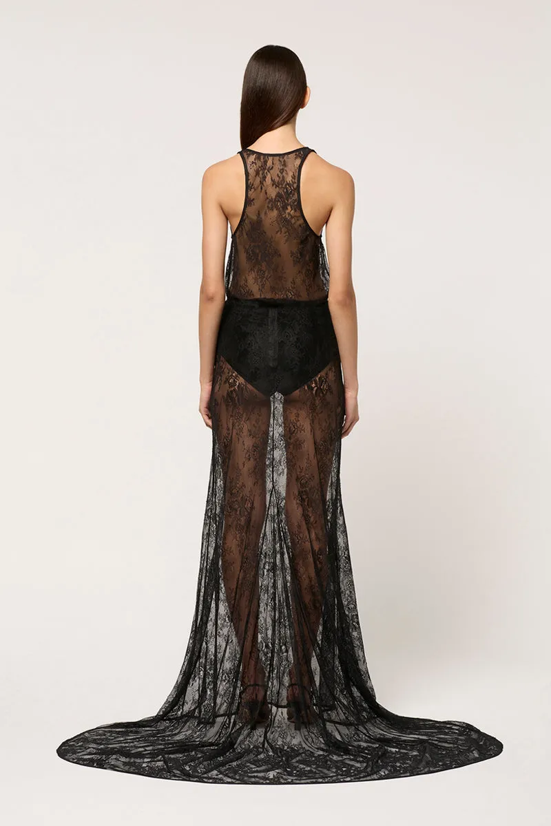 LACE MAXI SKIRT WITH TRAIN