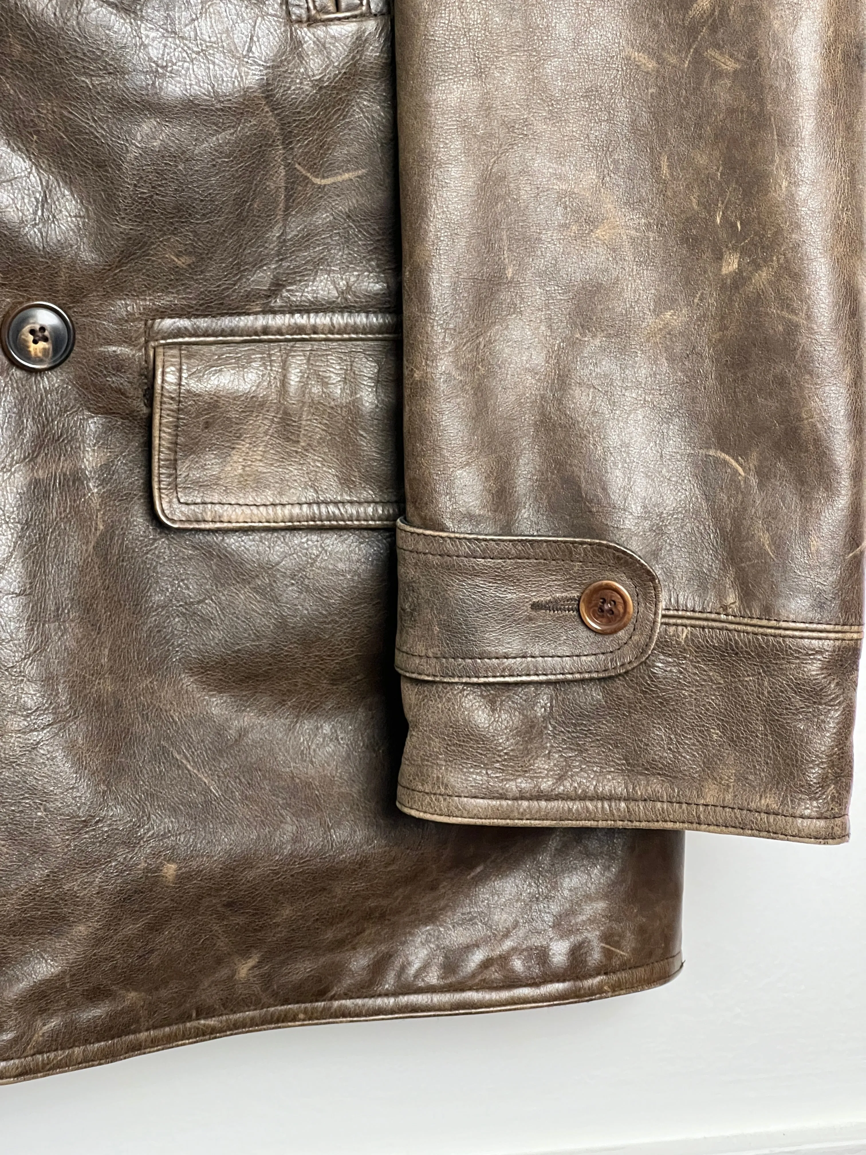 Leather Naval Pea Coat Jacket