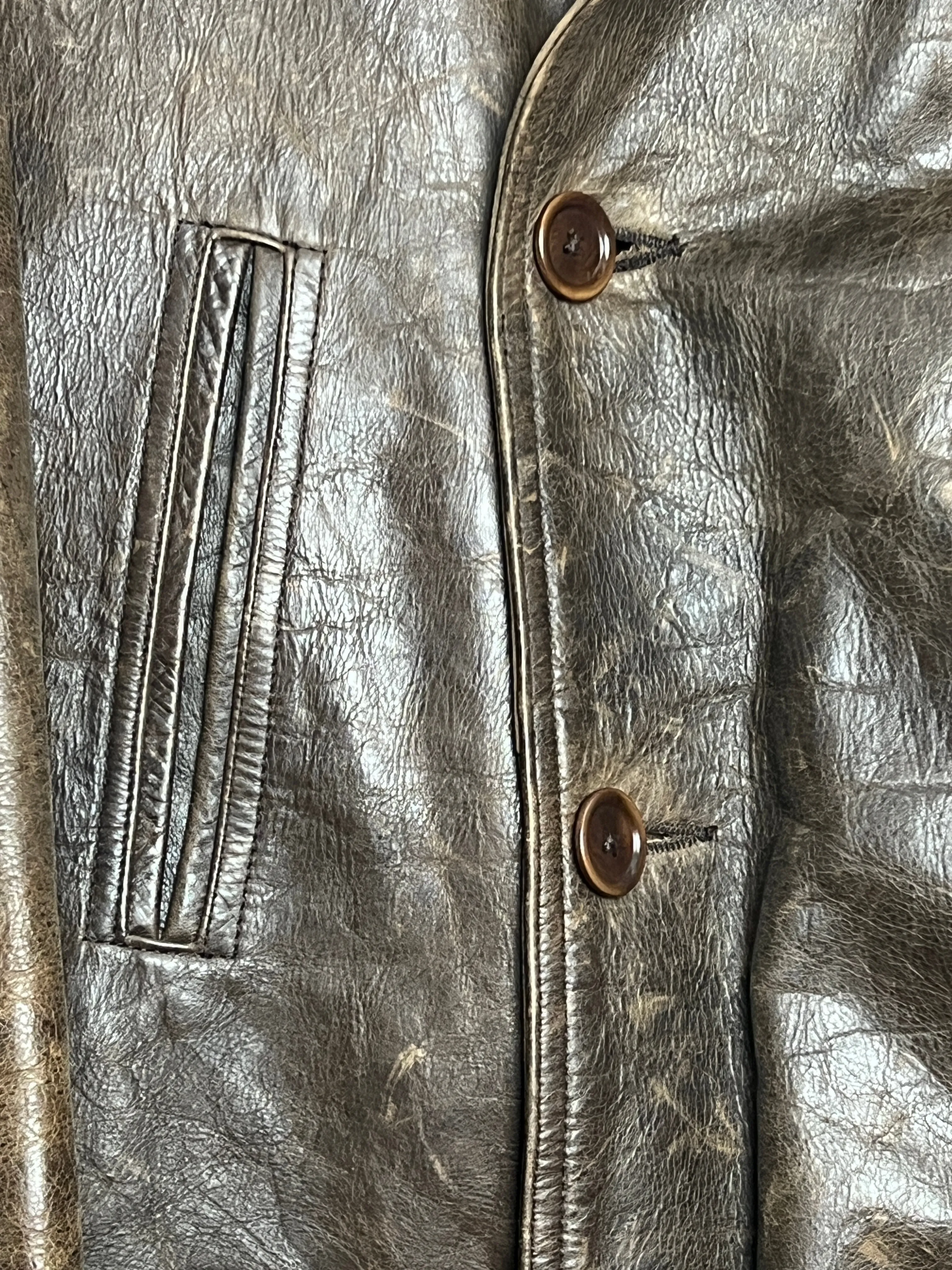 Leather Naval Pea Coat Jacket