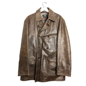 Leather Naval Pea Coat Jacket