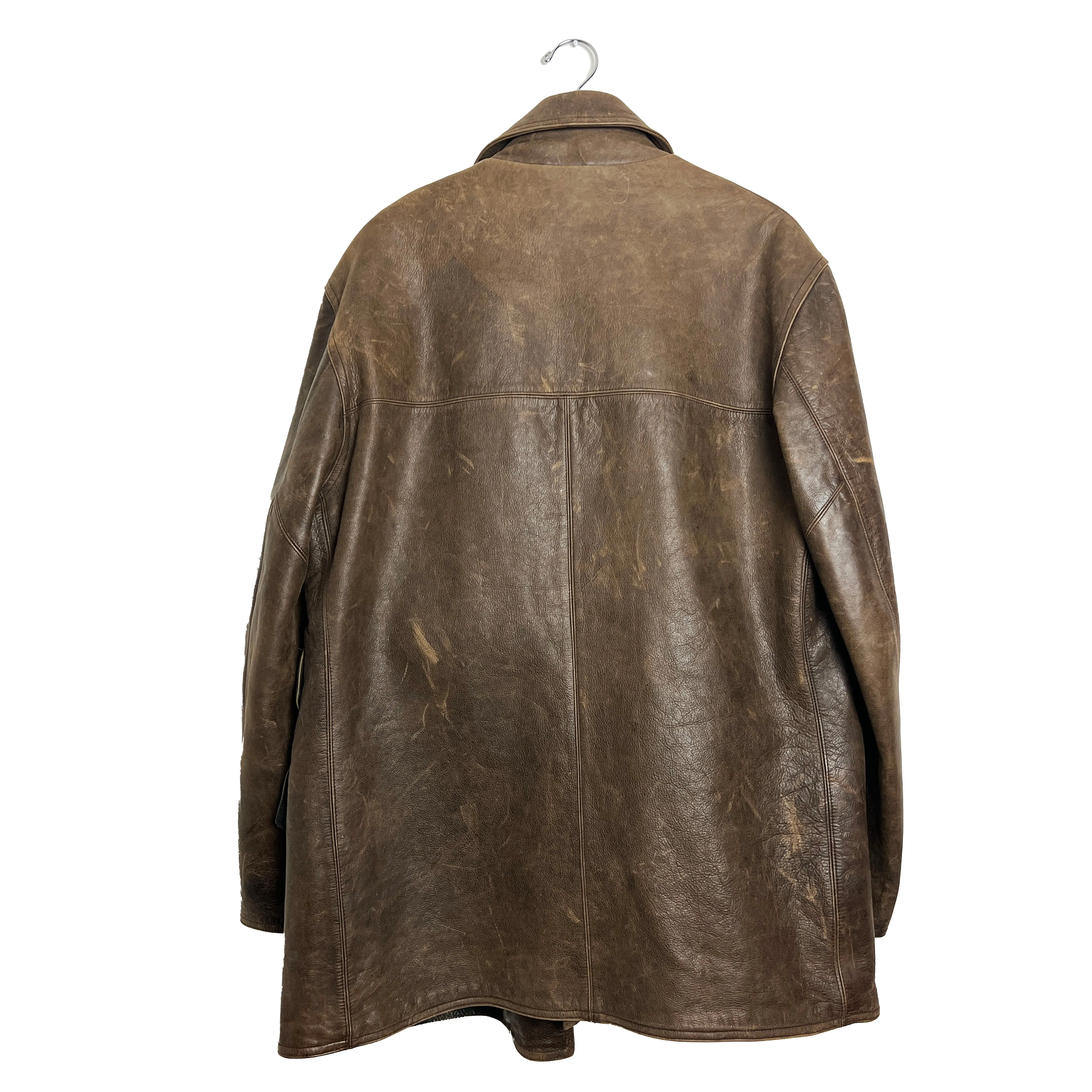 Leather Naval Pea Coat Jacket