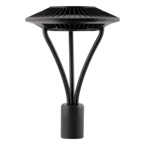 LED Post Top Light, 52 Watts, 6500 Lumens, 5000K, Post Top Mount, 120-277V, Black