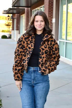 Leopard sherpa jacket