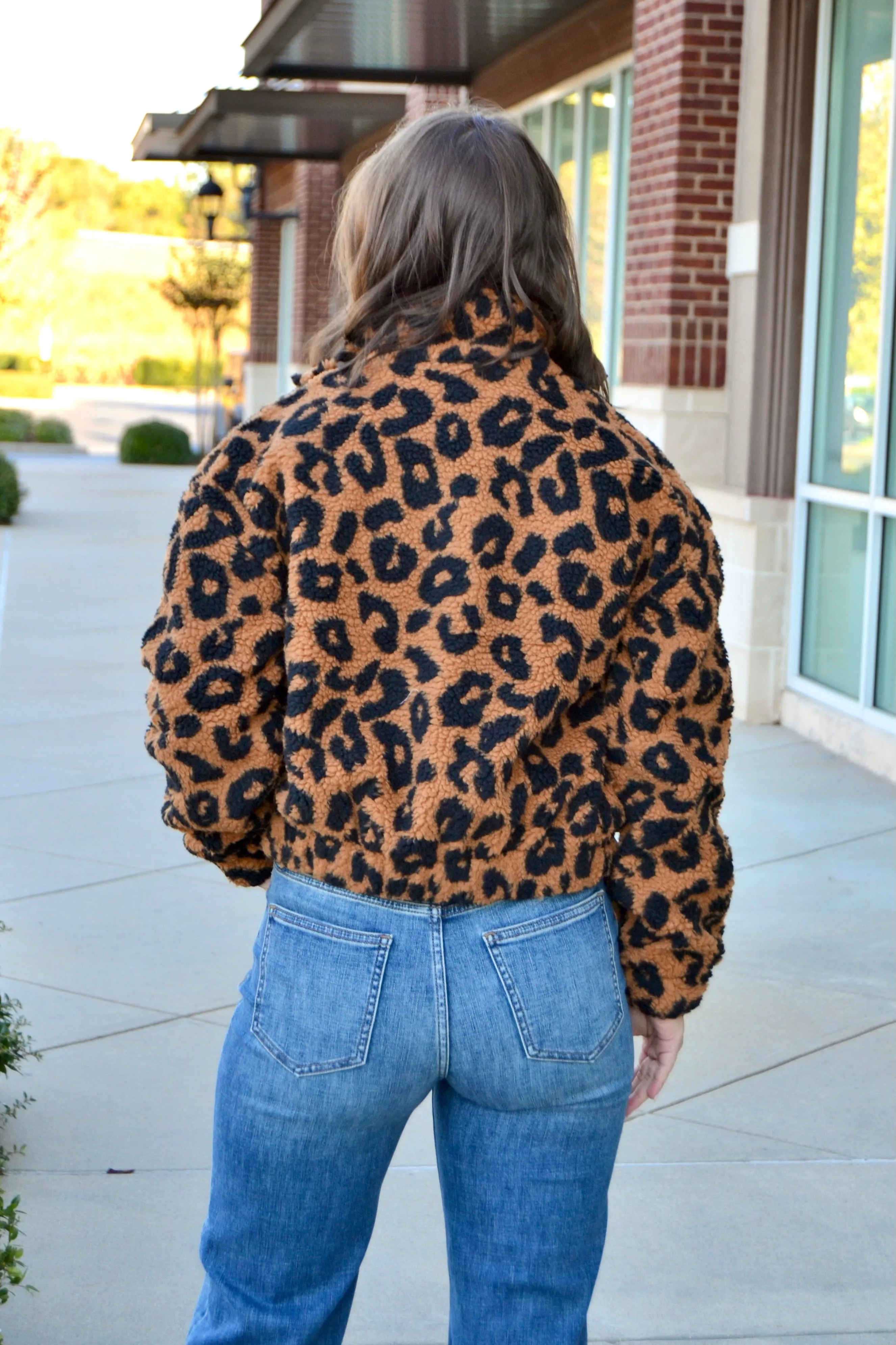 Leopard sherpa jacket