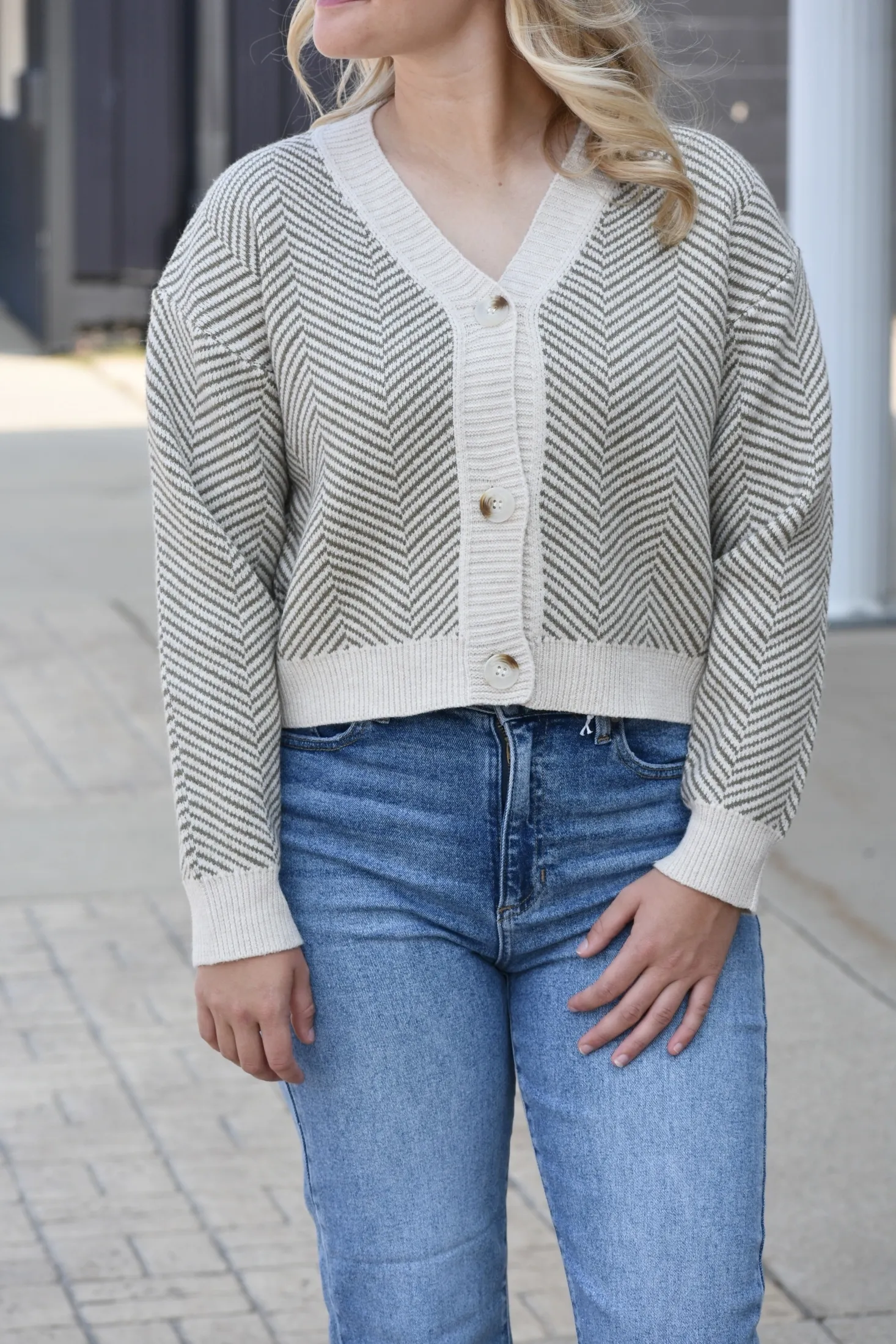 Leyland Chevron Crop Cardigan