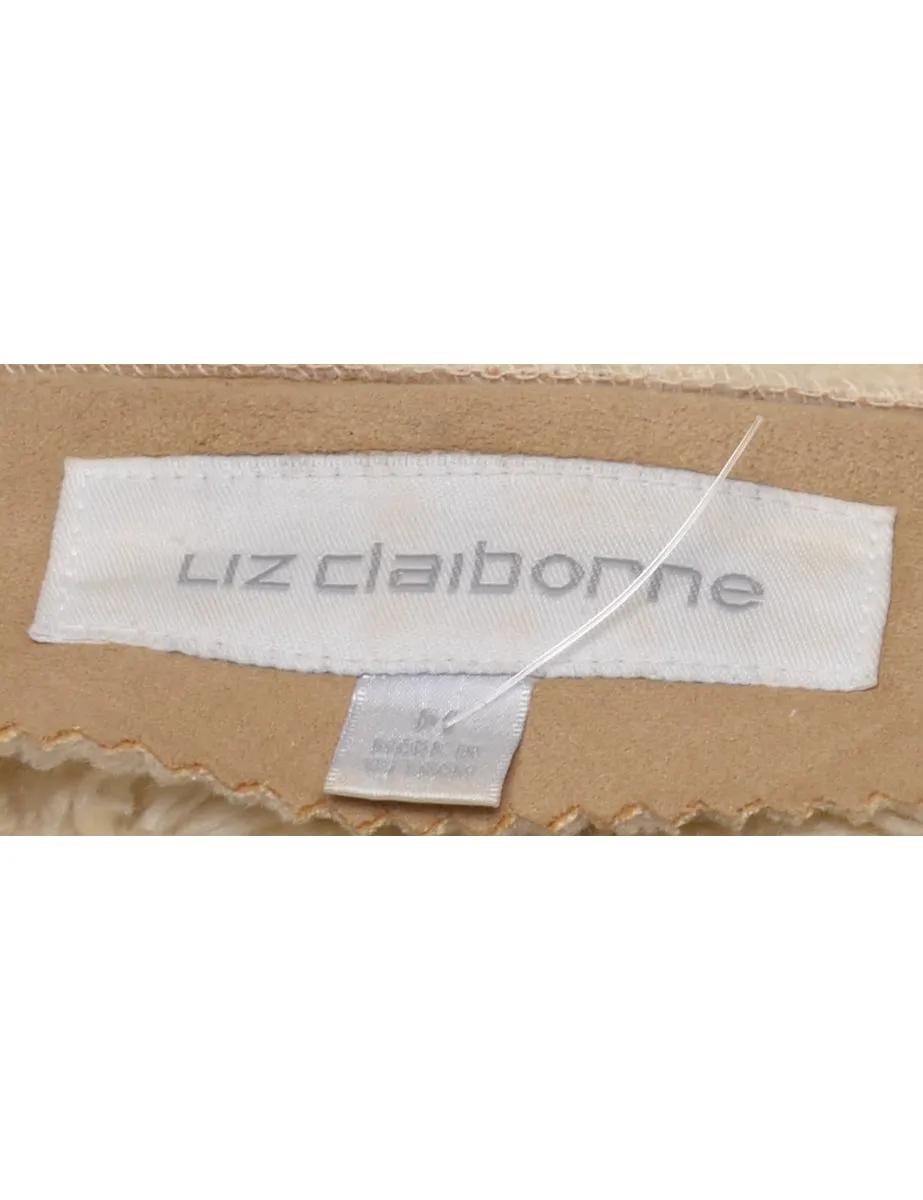 Light Brown Shearling Lined Zip-Front Jacket - M