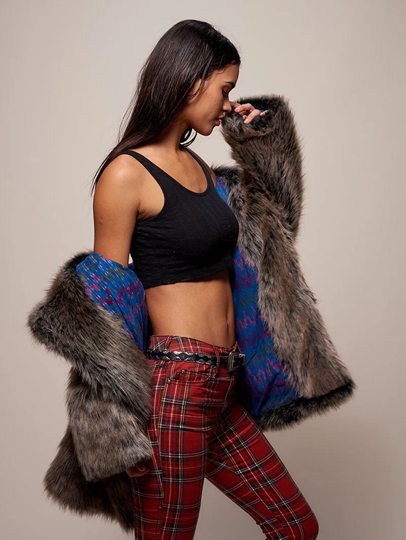 Limited Edition Grey Wolf Faux Fur Coat