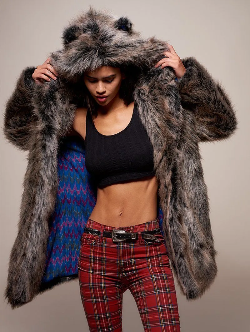Limited Edition Grey Wolf Faux Fur Coat