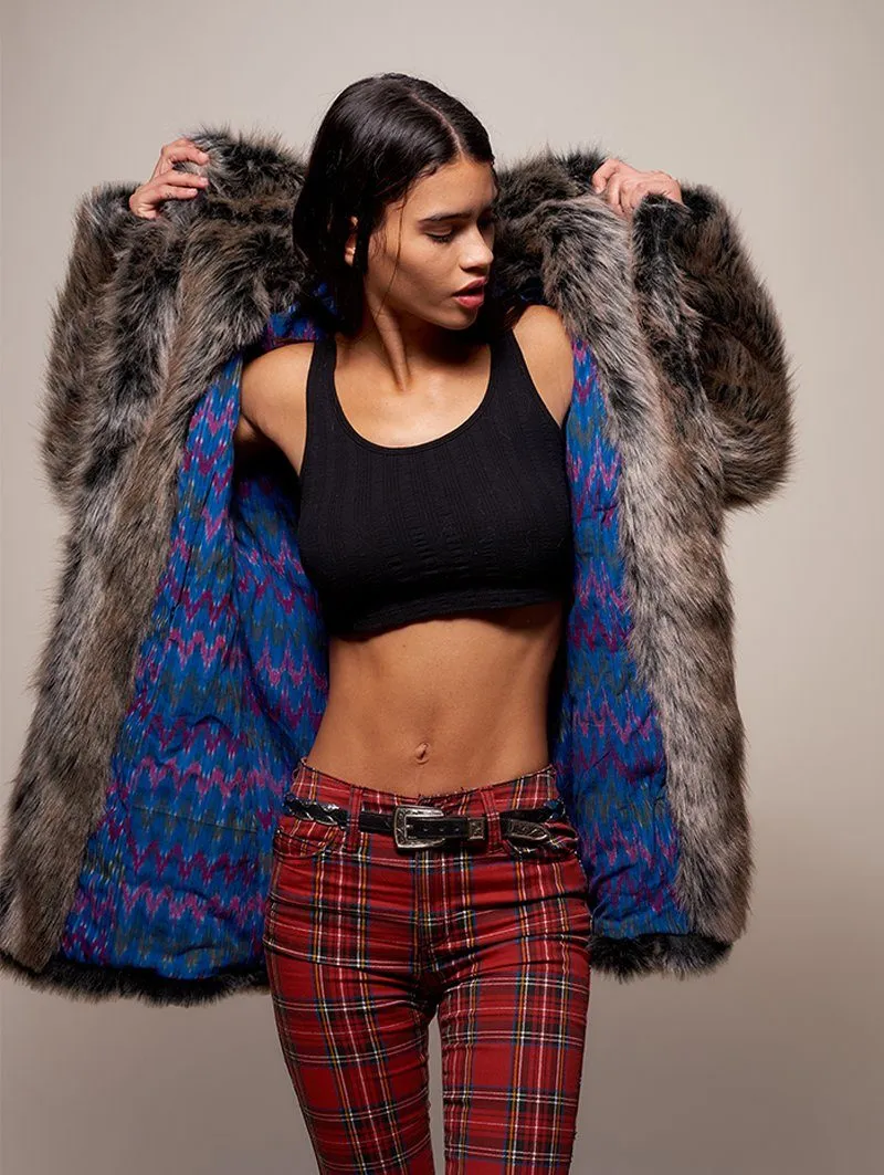 Limited Edition Grey Wolf Faux Fur Coat
