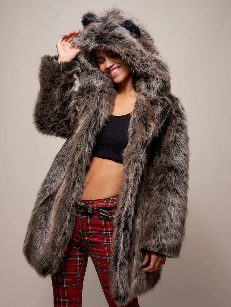 Limited Edition Grey Wolf Faux Fur Coat