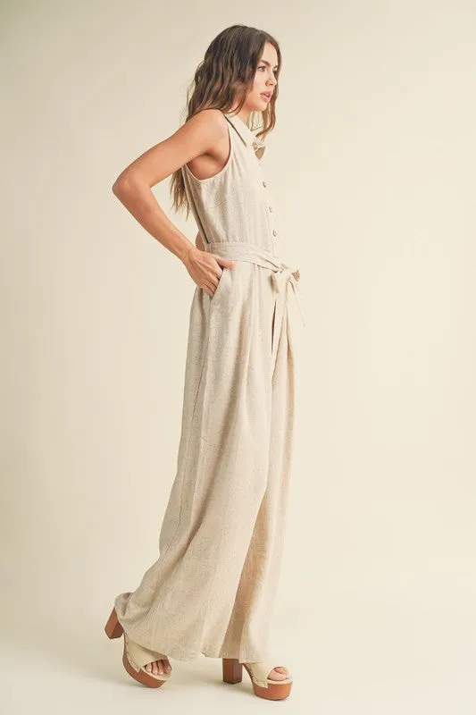 Linen Shirt Look Jumpsuit