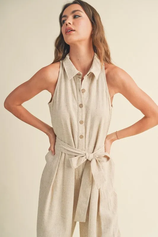 Linen Shirt Look Jumpsuit
