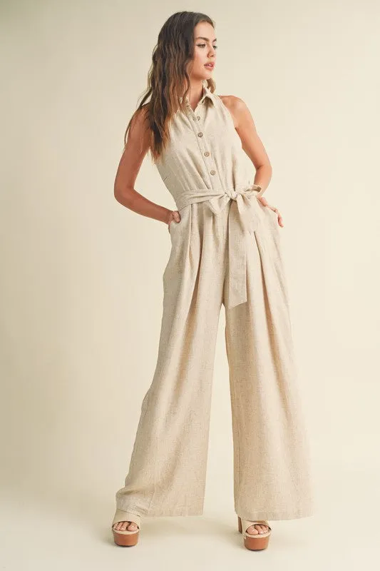 Linen Shirt Look Jumpsuit