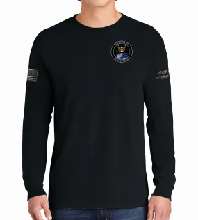 Long Sleeve Black on Black 50-50 Blend Unisex Shirt. This shirt IS approved for PT
