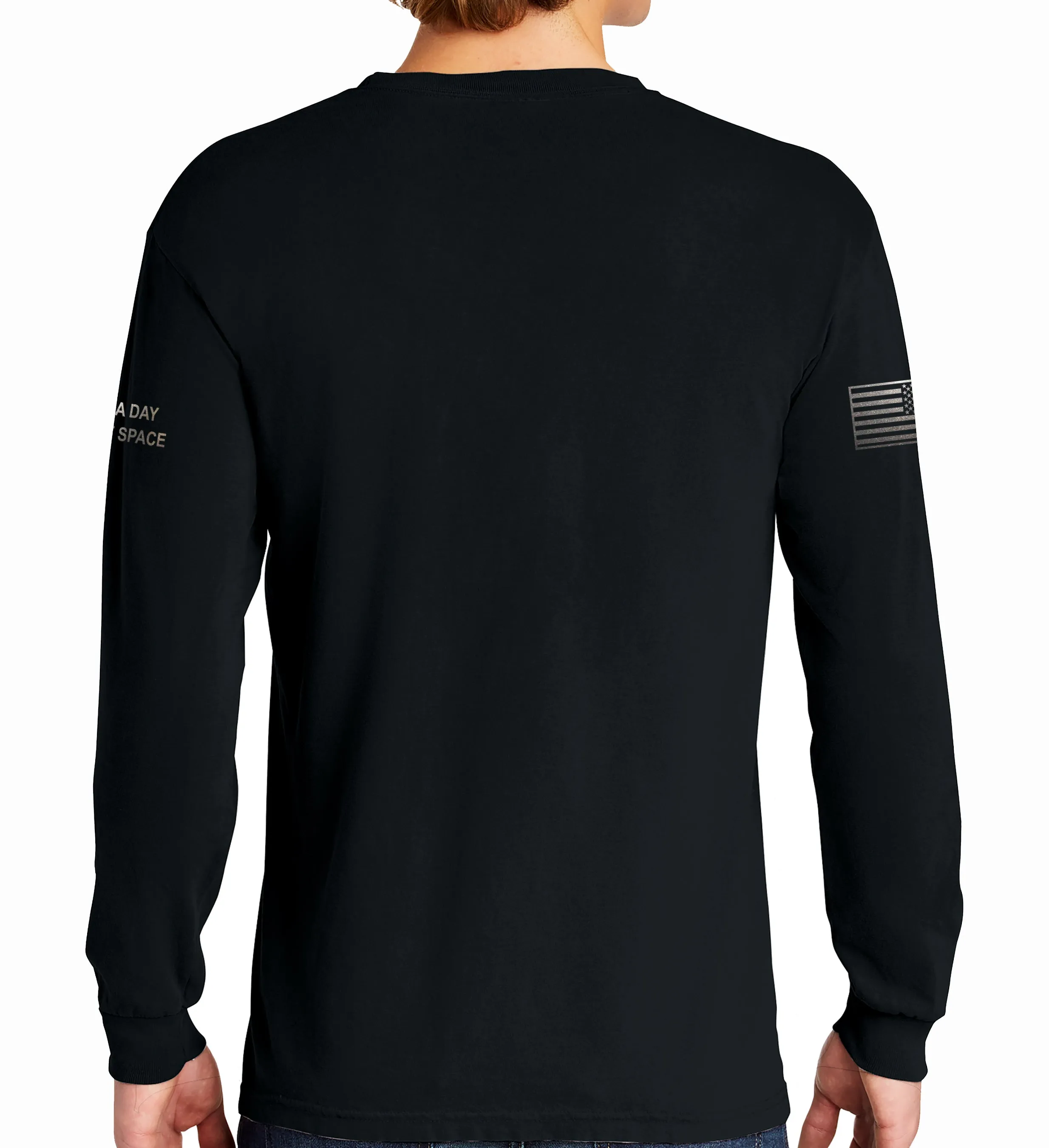 Long Sleeve Black on Black 50-50 Blend Unisex Shirt. This shirt IS approved for PT
