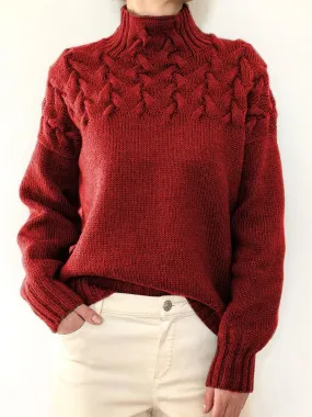 Long Sleeve Cable Knit Turtleneck Sweater