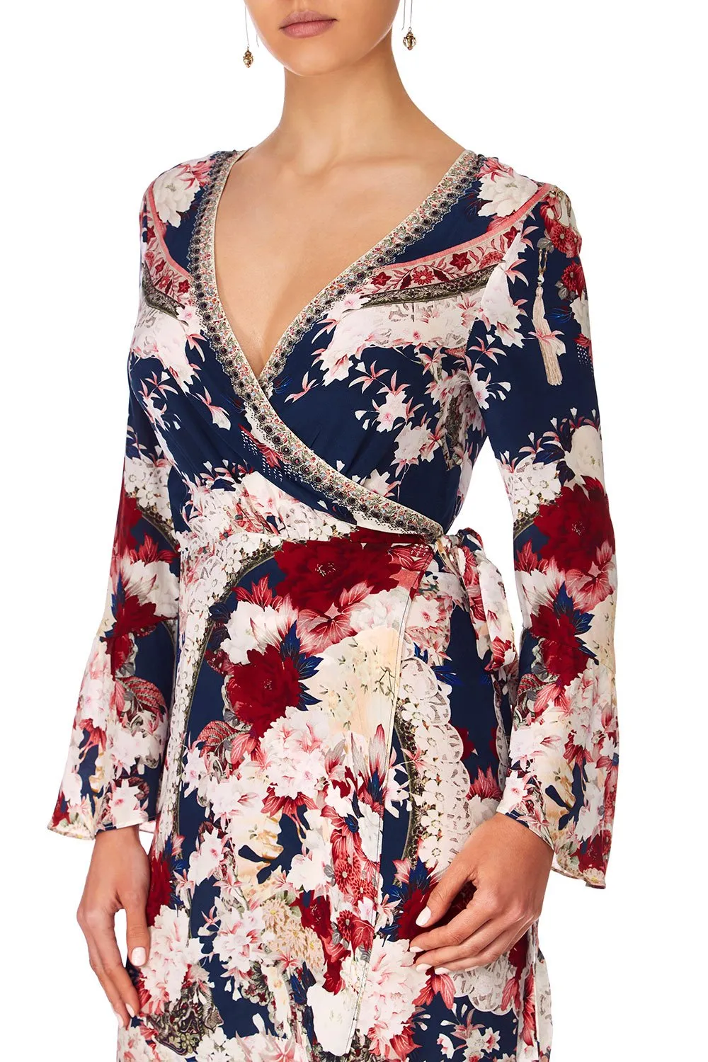 LONG SLEEVE WRAP DRESS TWIN SHADOW