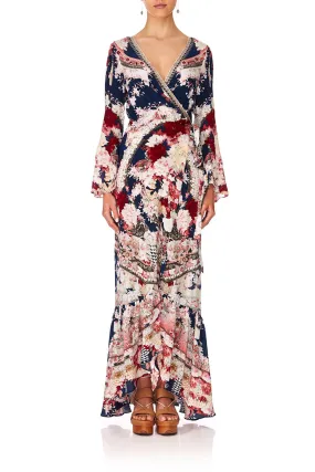 LONG SLEEVE WRAP DRESS TWIN SHADOW