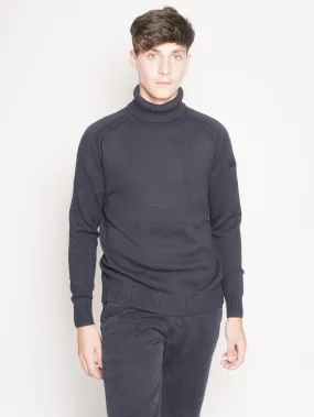 Maglia collo Alto Knit Cotton Plain Turtleneck Blu